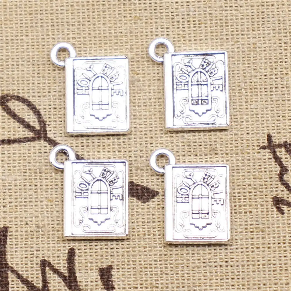 

Библия, подвески, товары для планшетов, цвет под старину, серебро, 10 шт., 19x15 мм