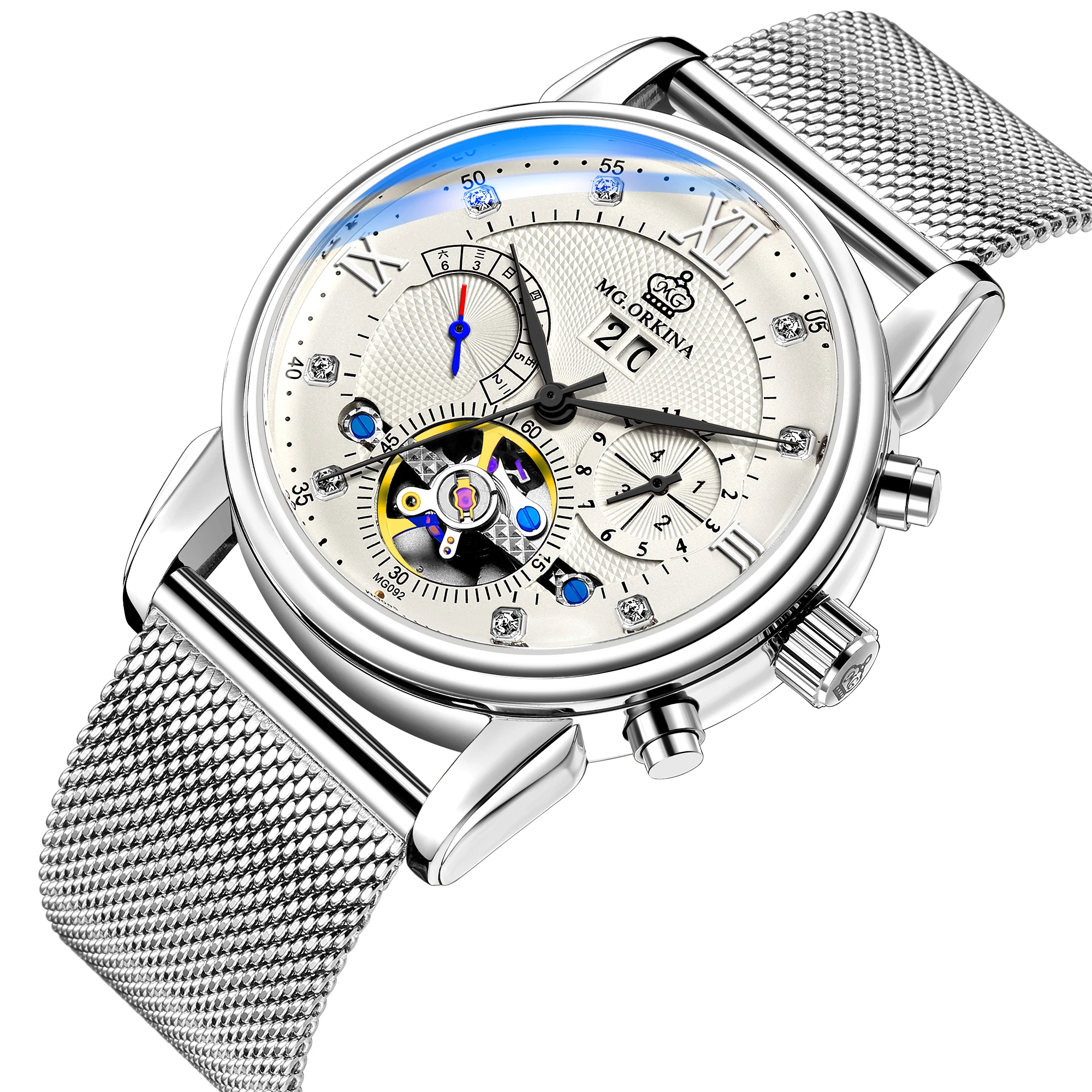 Часы мужские механические Автоматические с ремешком из натуральной кожи и