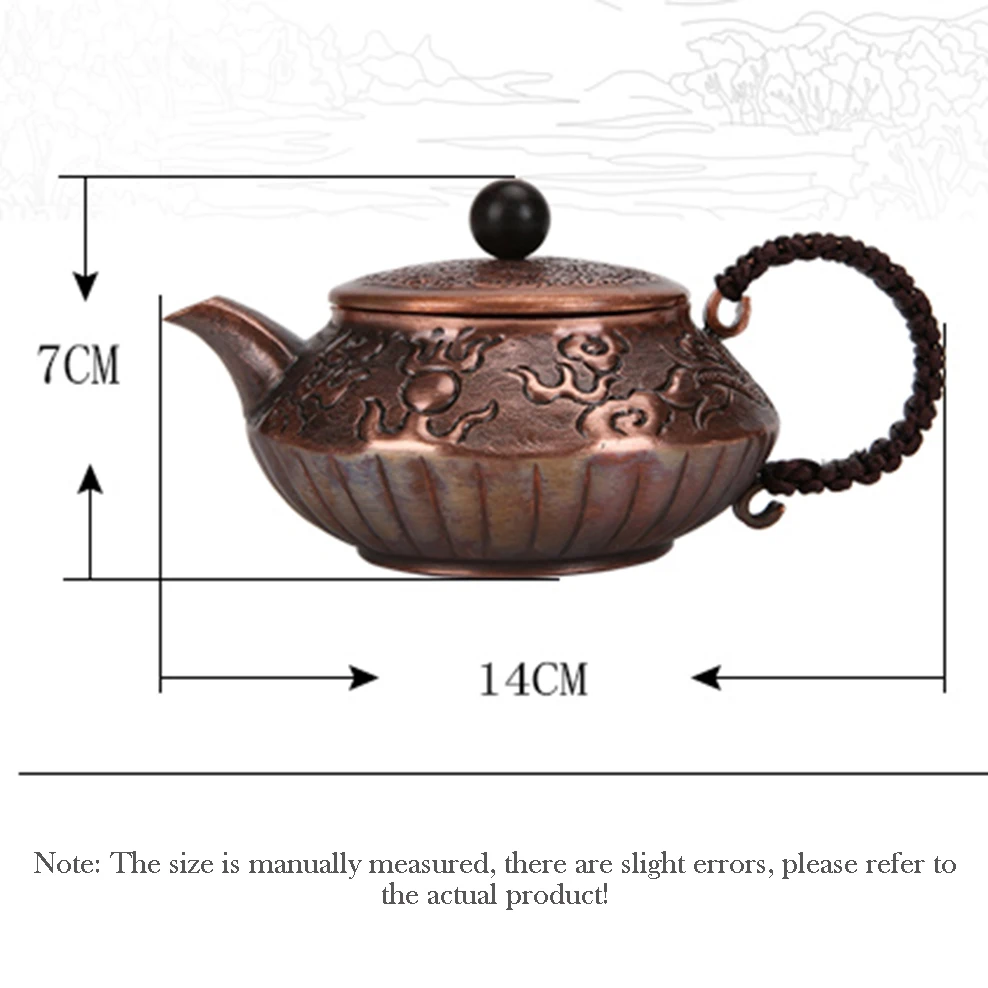 Маленький медный чайник в стиле ретро Традиционный красный ручной работы для