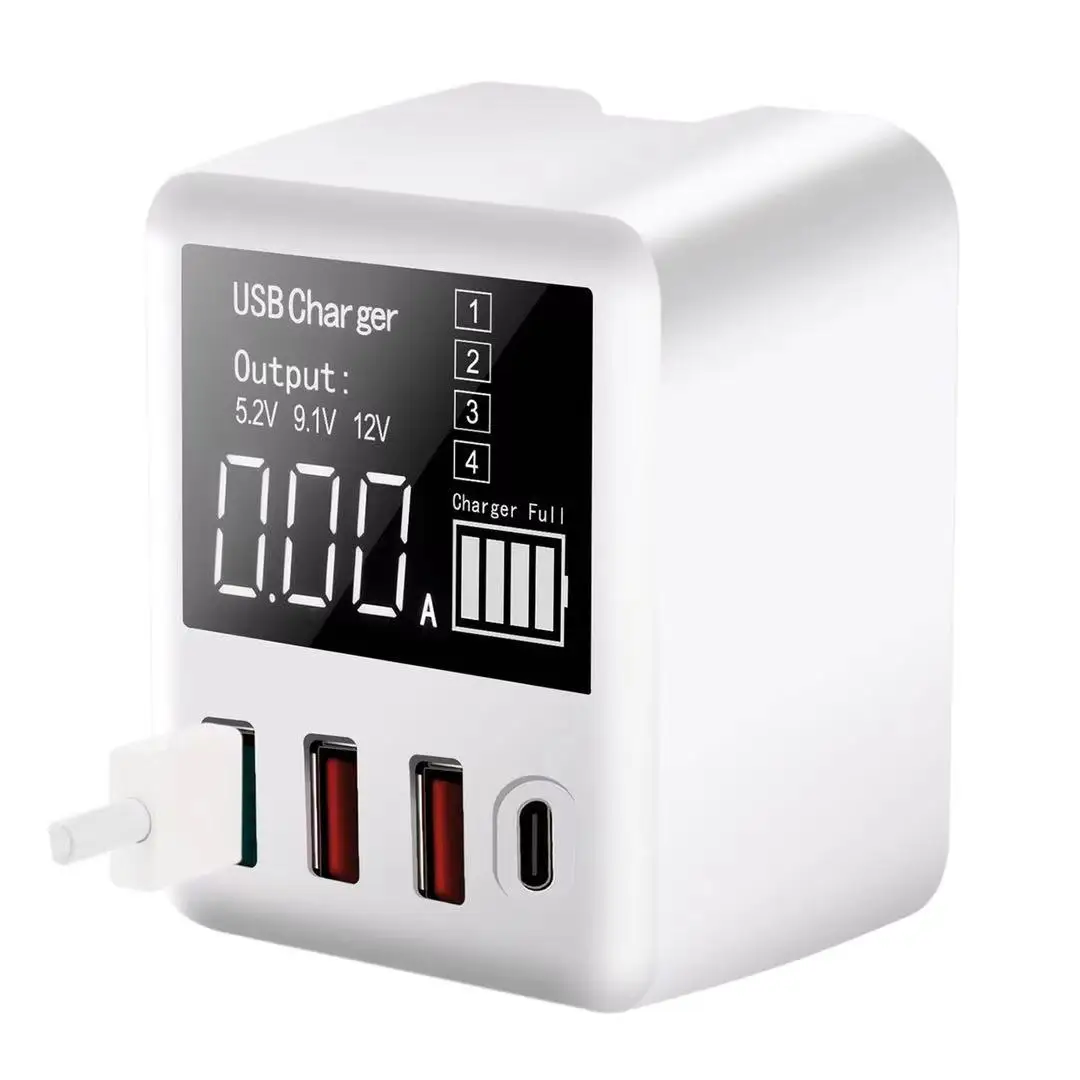 

30W 4Port Quick Charge 3.0 USB Charger LED Display Universal Mobile Phone Adapter Type C Fast Charging ForXiaomi iPhone