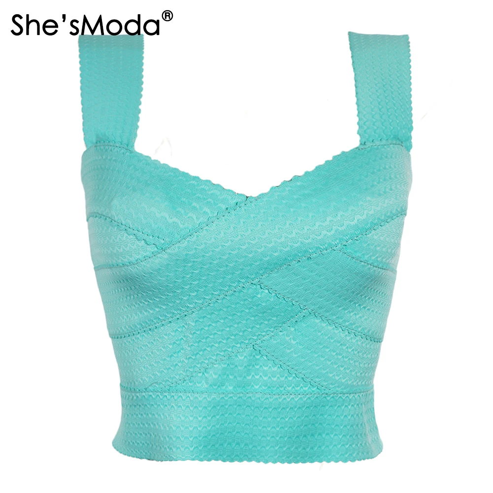 

She'sModa Morandi Color Bandage Slim Sleeves Women's Spandex 2021 New Summer Cropped Tops Vest Tank Party Bachelorette Plus Size