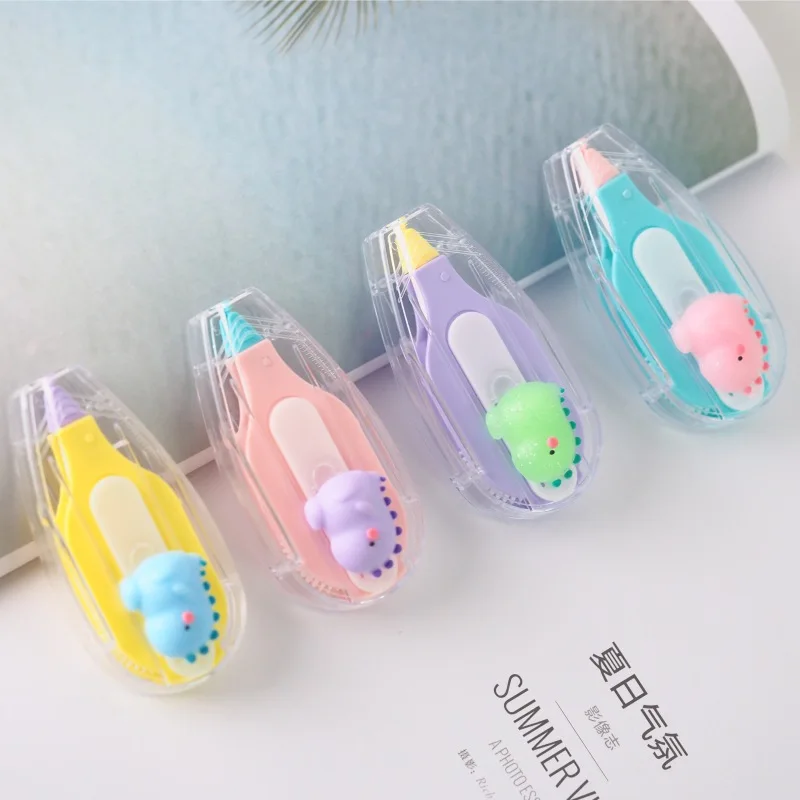 

Мультяшная белая Корректирующая лента, каваи, пуш-ап, динозавр, стильные коррекционные принадлежности, наклейки с изображением сладостей, к...