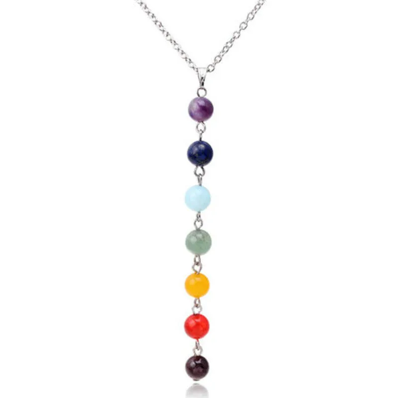 

7 Chakra Gem Stone Beads Pendant Necklace Women Yoga Reiki Healing Balancing Maxi Chakra Necklaces Bijoux Femme Jewelry 2021 New
