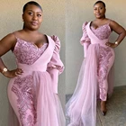Розовый комбинезон, африканские вечерние платья на одно плечо, блестящие Аппликации, платье для выпускного вечера, бальное платье для вечеринки