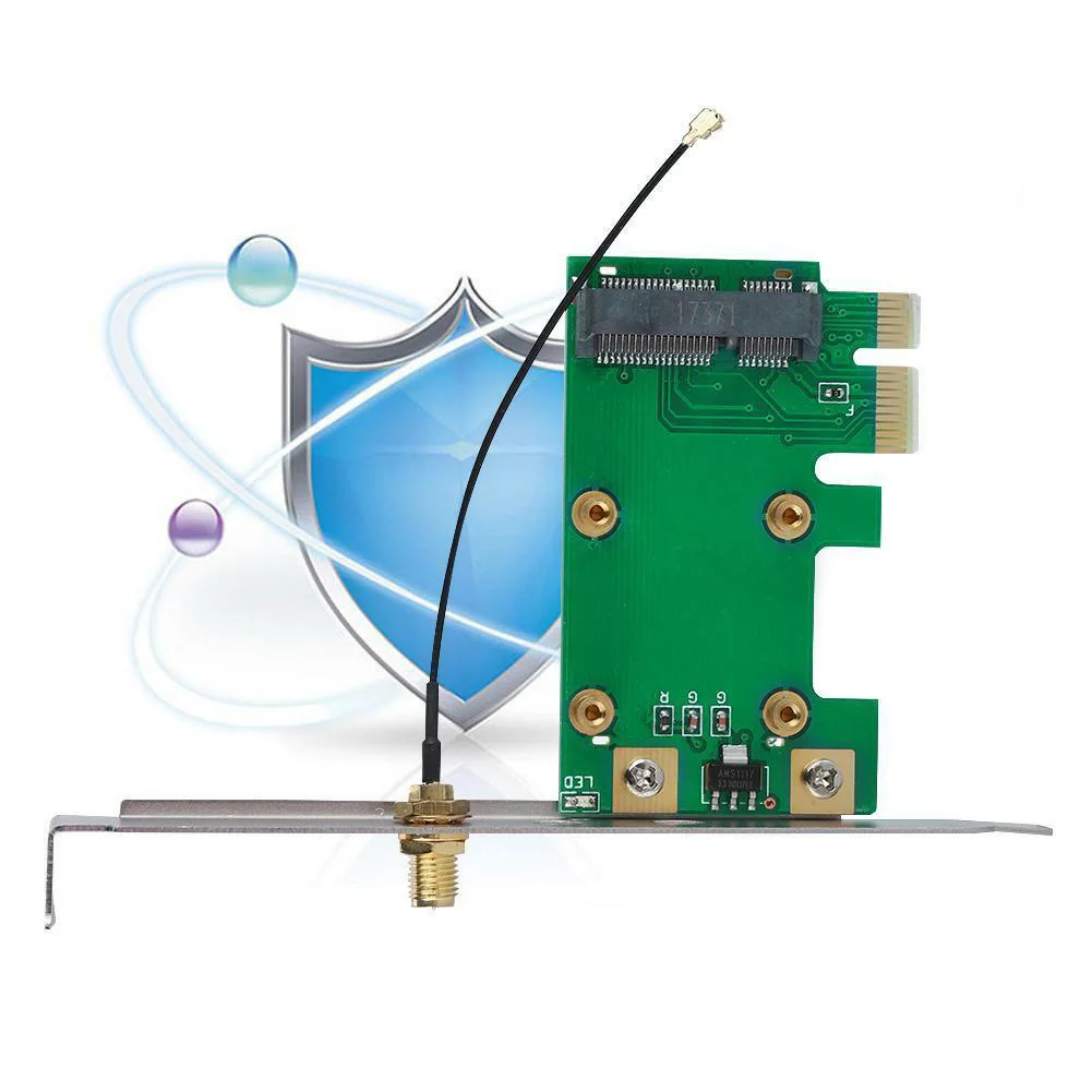 

Преобразователь Сетевой, профессиональный настольный ПК MiniPCI-E к PCI-E, Беспроводные Wi-Fi Сменные аксессуары, карта адаптера антенны