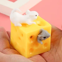 cute cartoon mouse cheese press squeeze doll hide and seek squishable figures prank stress relief vent toy for kids adult gift