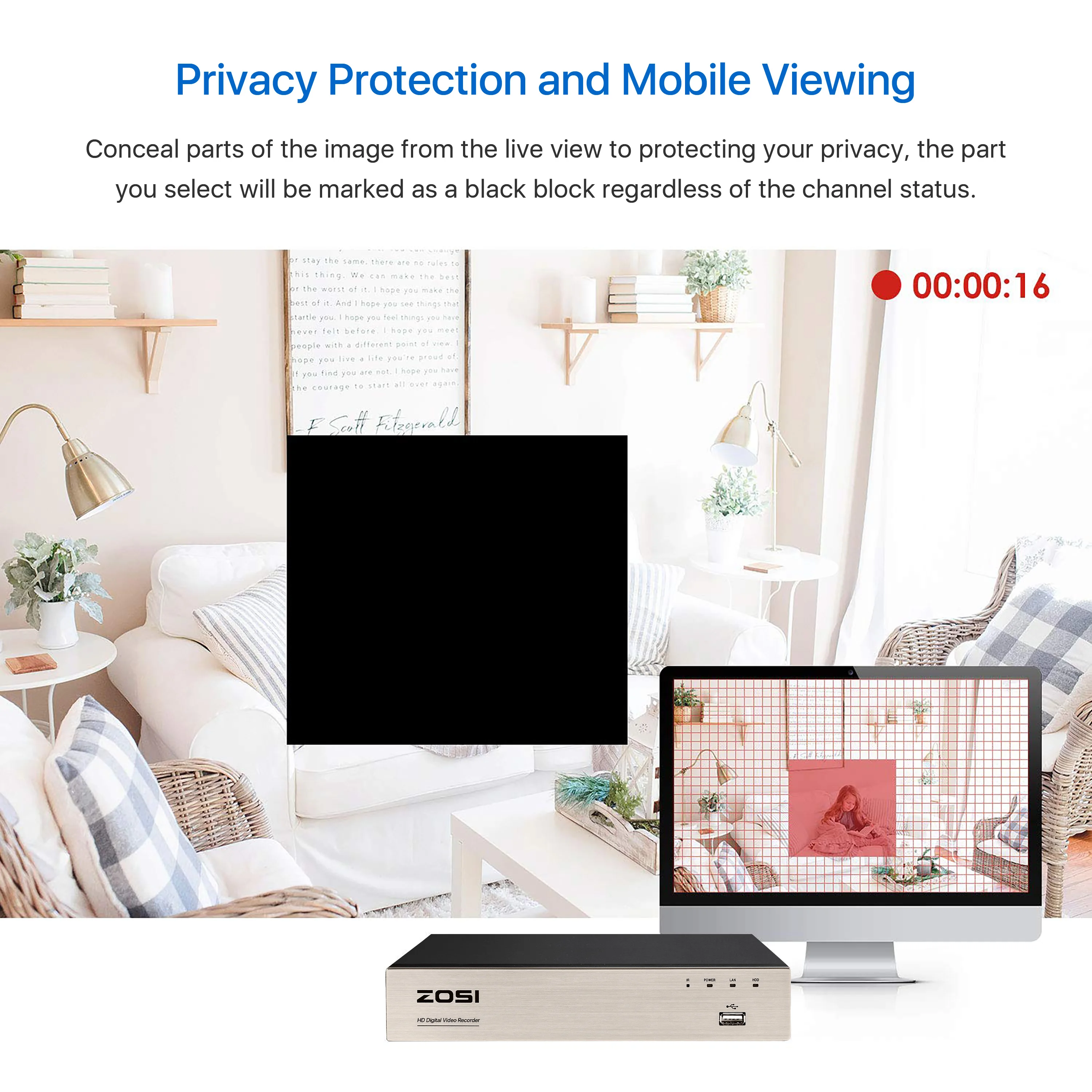 ZOSI 5Мп Lite DVR комплект видеонаблюдения H.265 + на 8 каналов с 4/8 2Mп водонепроницаемыми