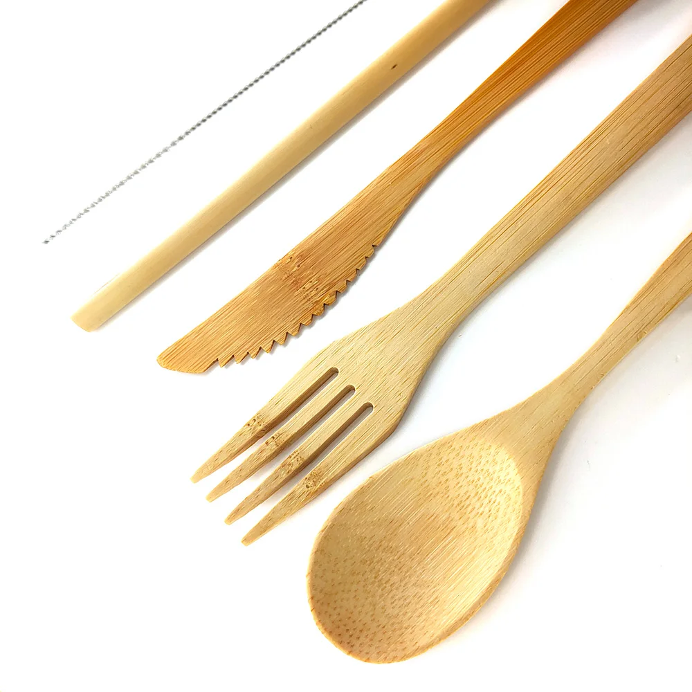 Набор столовых приборов из бамбука комплект 6 шт./компл. нож ложка вилка