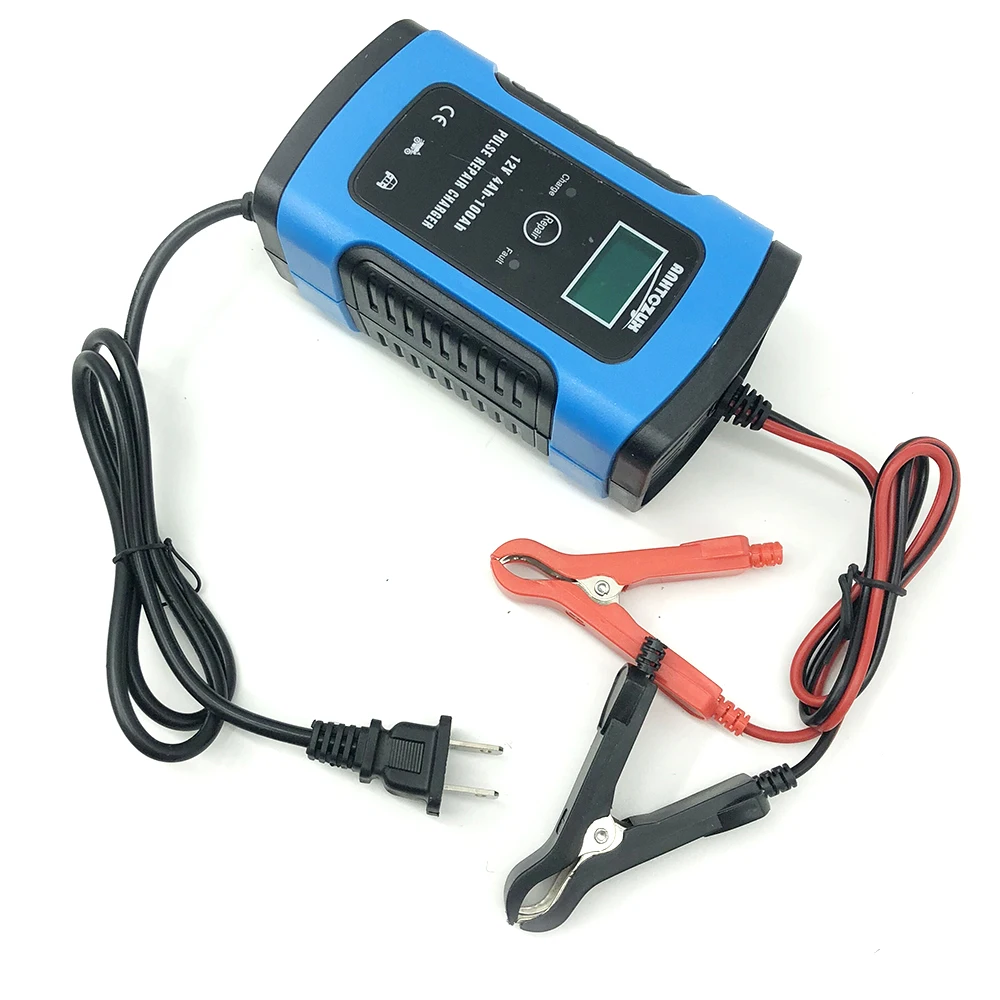 New 12V 6A LCD Smart Fast Car Battery Charger for Auto Motorcycle Lead-Acid AGM GEL Batteries Intelligent Charging