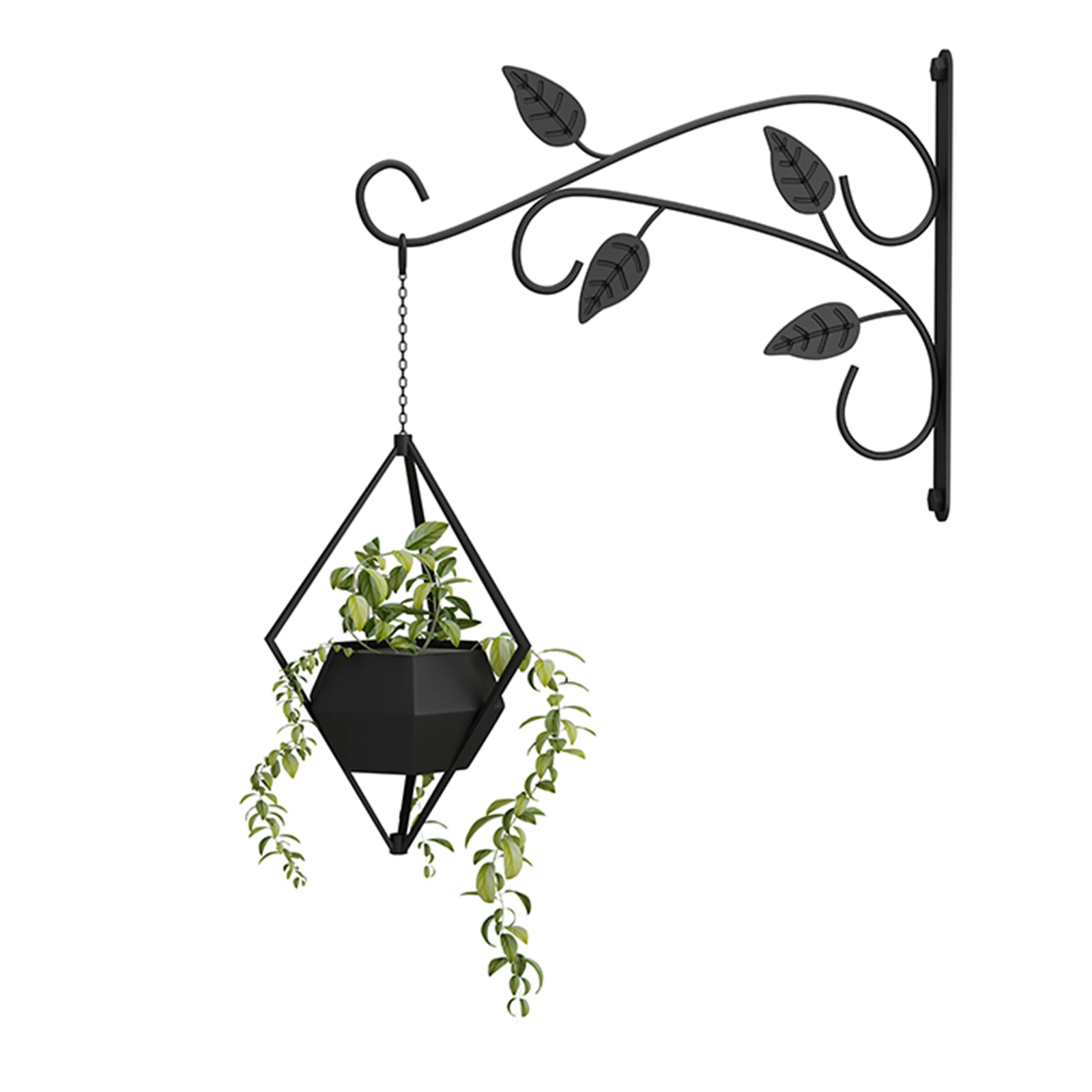 

Flower Stand Wall-Mounted Metal Bracket Decorative Rack Outdoor Plant Hanger For Balcony Backyard Black White Hanging Decoration