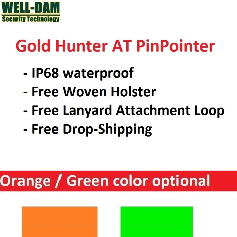 Бесплатная доставка золото Охотник IP68 детектор металла водонепроницаемый