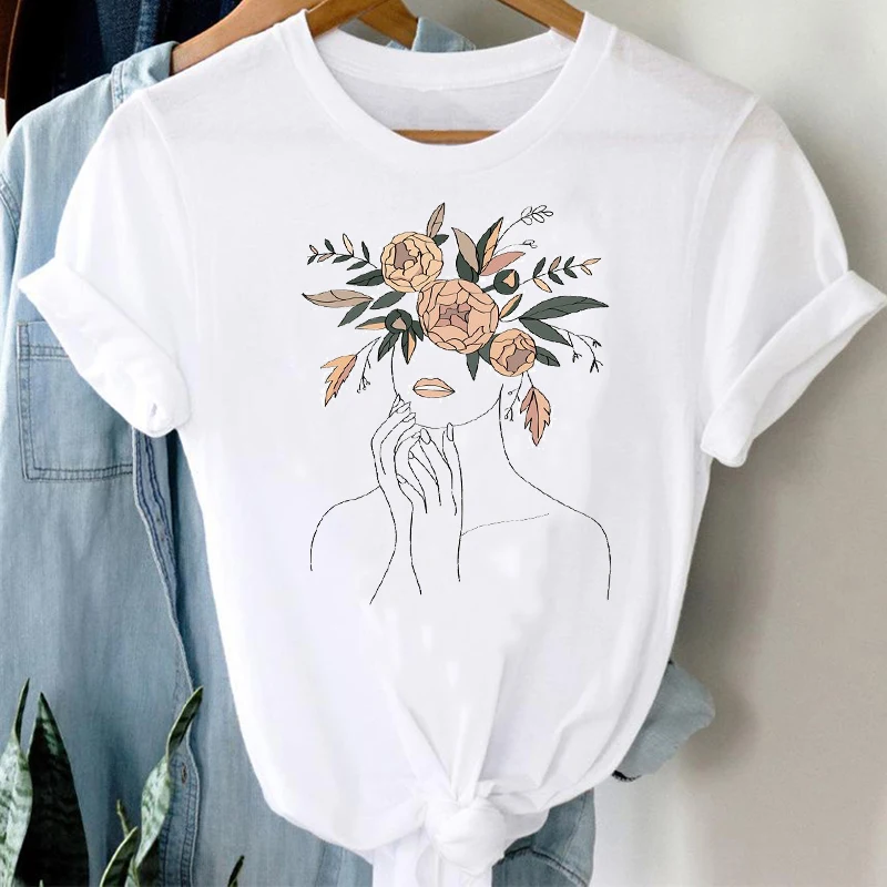 

Abstract flowers Watercolor Trend Clothing Flower Street Fashion Art Printing Women's T-shirt 90s Clothes Top Lady Female Tee