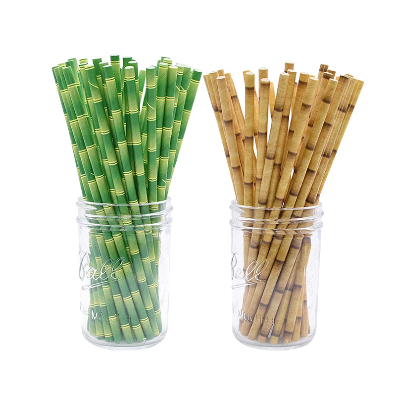 

25pcs Green Bamboo Panda Paper Straws Wedding Favors Drinking Straw Baby Shower Kids Birthday Party Decoration Event Supplies