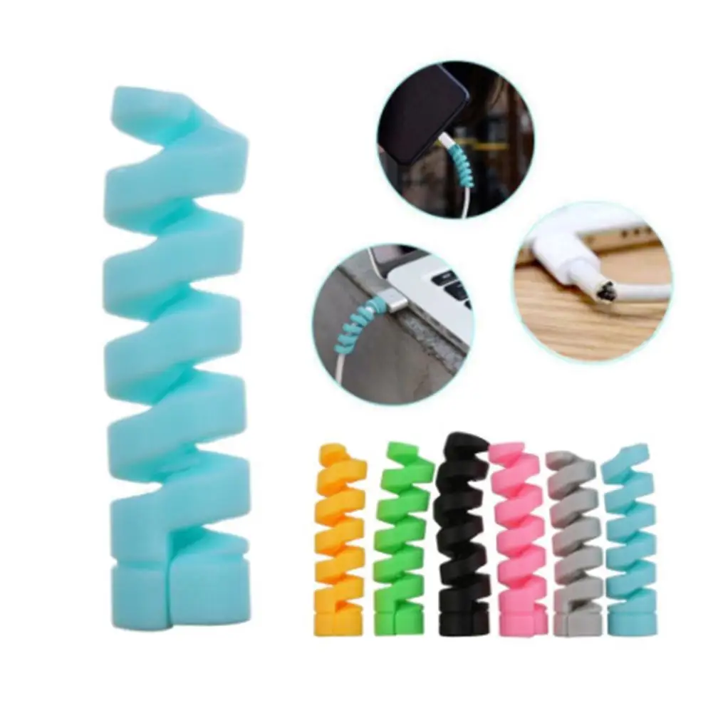 

Cable Winder Universal Silicone Spiral Data Cable Protective Cover Anti-breaking Threaded Storage Cable Winder (Random Color)
