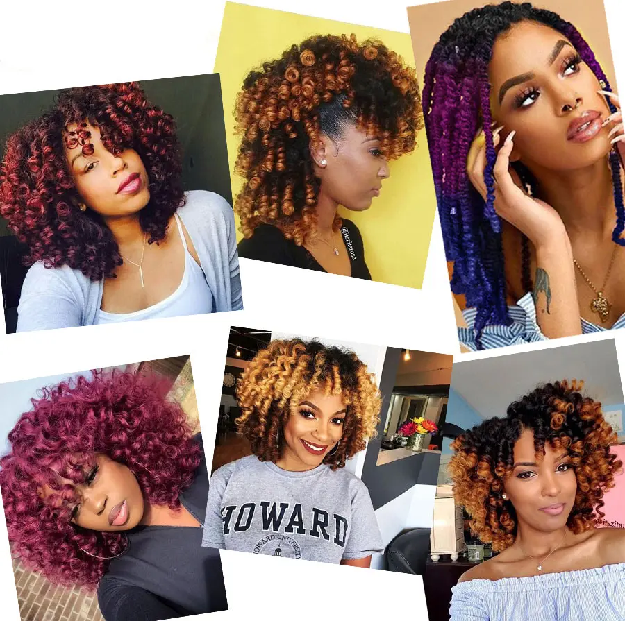 Недорогие 8-дюймовые синтетические плетеные Пружинные удлинители волос черные