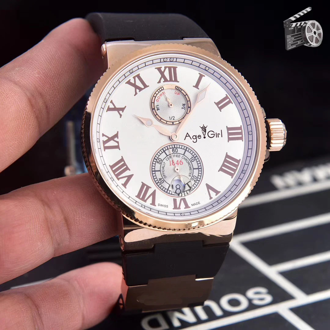 

Classic New Men Rose Gold Black Blue White Automatic Mechanical Stainless Steel Sapphire Diver Maxi Chronometer Watch AAA+