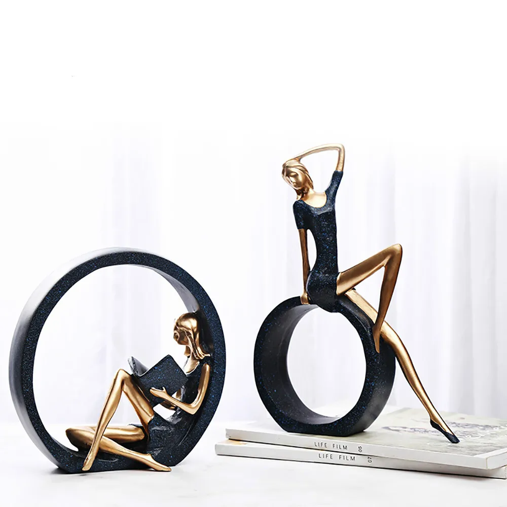 

Resin Yoga Girl Statue Nordic Figurines Creative Crafts Sculpture Living Room TV Cabinet Home Decoration Ornaments Statue