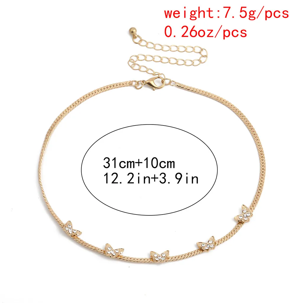 Панк Золотой Серебряный цвет цепочка бабочка кулон ожерелье для женщин