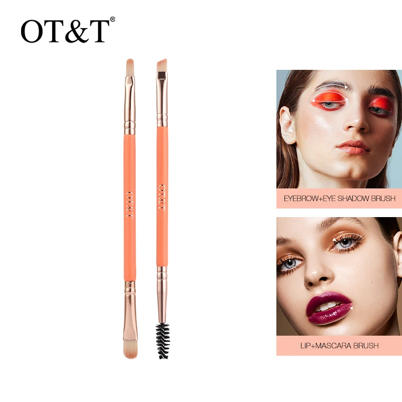 OT&T 2 шт. в 1 кисти для макияжа бровей Кисть туши спиральная кисть губ теней