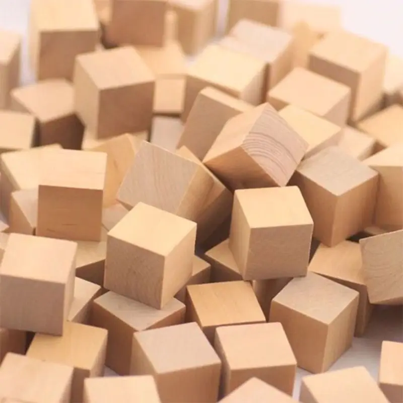 

Wooden Cubes Natural Unfinished Craft Wood Blocks for Baby Shower CORB