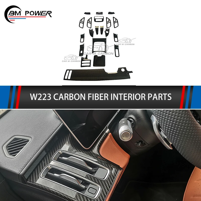 

High Quality S Slass W223 2021 New Dry Carbon Fiber Car Interior Parts For W223 Central Control Cover Air Outlet Car Interior