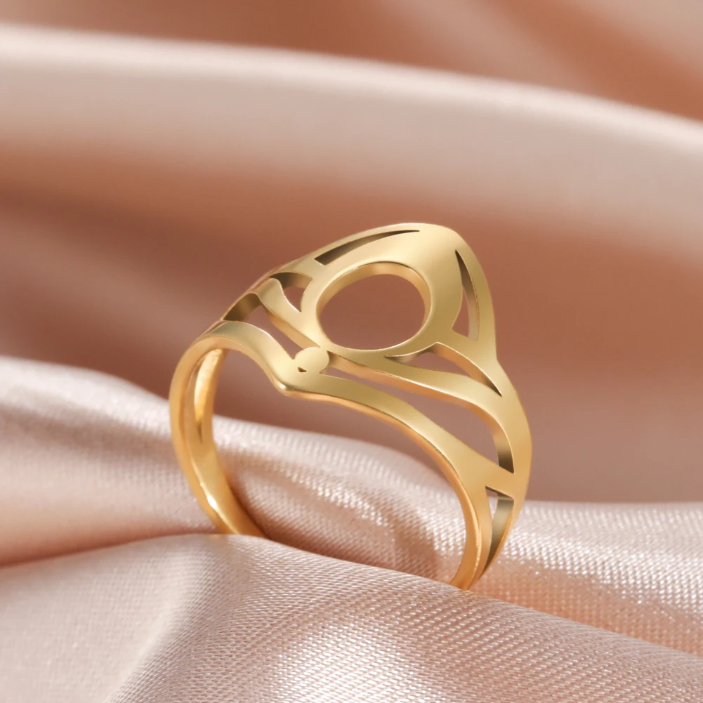 Женское кольцо в форме католической шляпы Skyrim из нержавеющей стали золотого