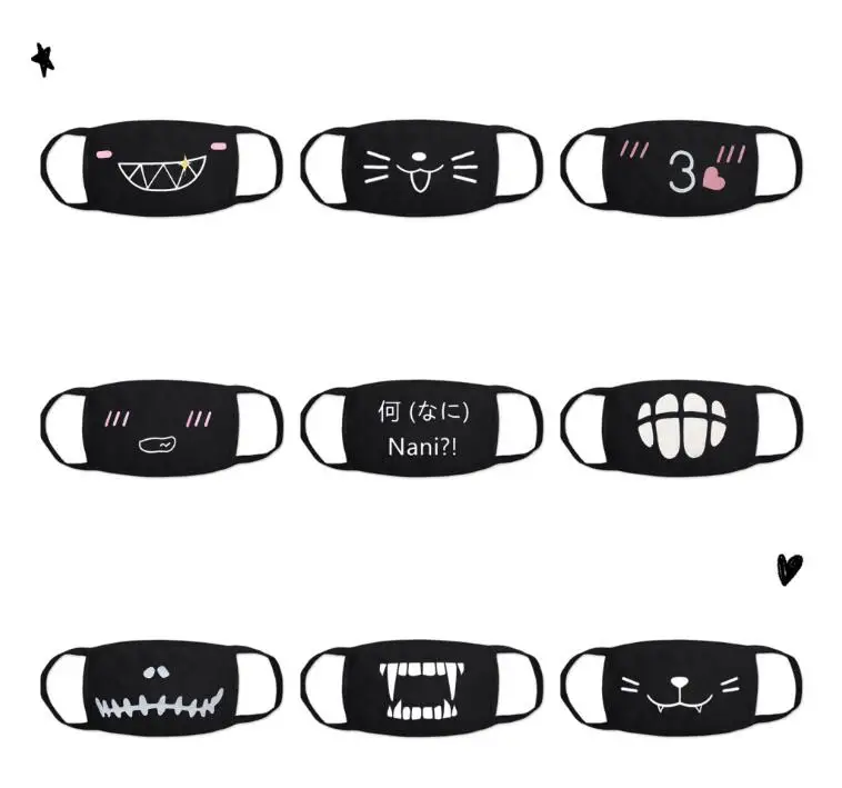 1 шт. маска против пыли для рта аниме смешной узор зубов хлопковая ткань Милая