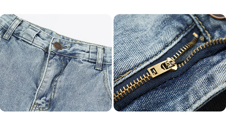 

IEFB men's spring summer new work clothes with holes paint washed jeans zipper loose causal denim trousers