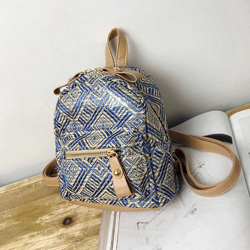 4 шт./лот соломенный тканый Летний Пляжный Рюкзак женский рюкзак повседневный