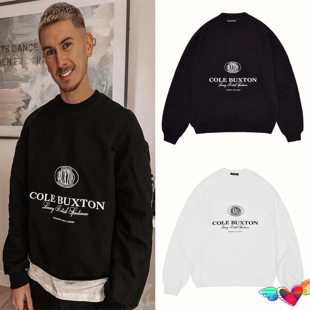 

Black White Cole Buxton Logo Sweatshirts 2021FW Men Women 1:1 High Quality Screen Print Cole Buxton Hoodie CB Crew Neck