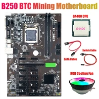 b250 btc mining motherboard with g4400 cpurgb fansata cableswitch cable 12xgraphics card slot lga 1151 ddr4 for btc