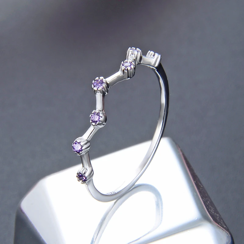 Женское кольцо с фианитами Anillos Yuzuk белое розовое фиолетовое для свадьбы
