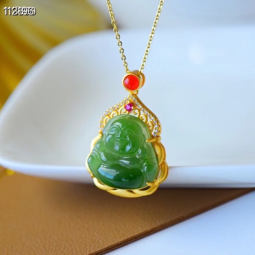 Женское винтажное ожерелье из серебра 925 пробы с нефритом