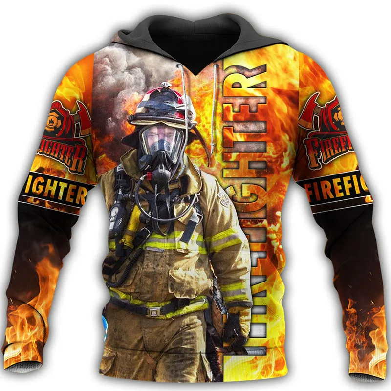 New 3D printed hoodie men and women brave firefighter printed sweatshirt hoodie zipper hoodie Harajuku street casual sweatshirt