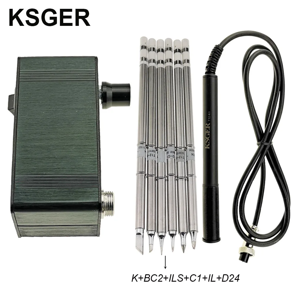 Sets 7 KSGER T12 паяльная станция мини STM32 V2.1S DIY OLED контроллер FX9501 ручка алюминиевый сплав чехол T12 наконечники железа нержавеющая сталь - Цвет: Sets 7