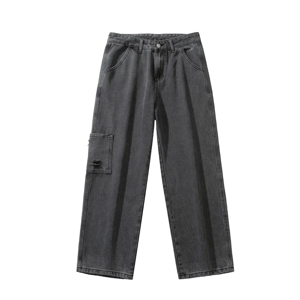 

Tooling jeans men's fashion brand ins straight tube loose ruffian handsome men's pants trend autumn wide leg pants