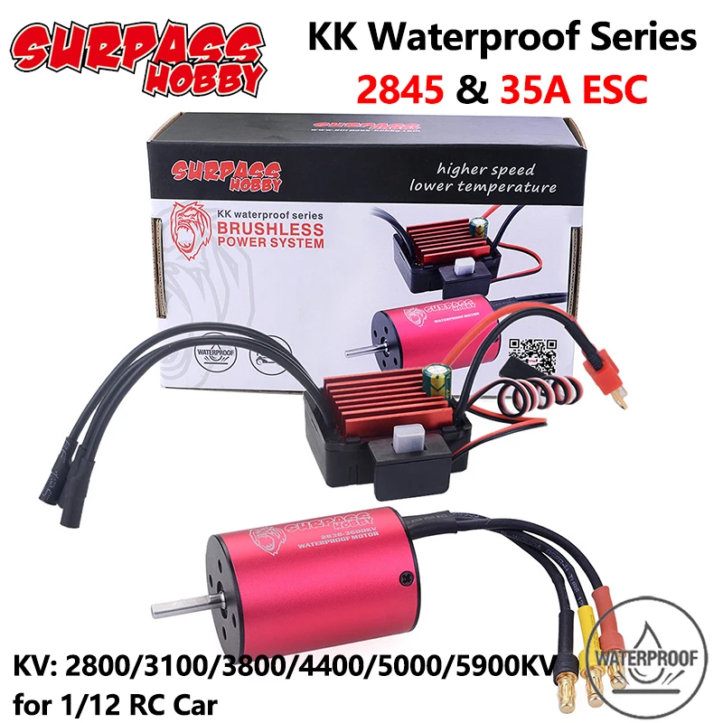 Surpass Hobby KK водонепроницаемый бесщеточный мотор ESC 2845 2800/3800/4400KV с 35A для Traxxas HSP 1/12 RC
