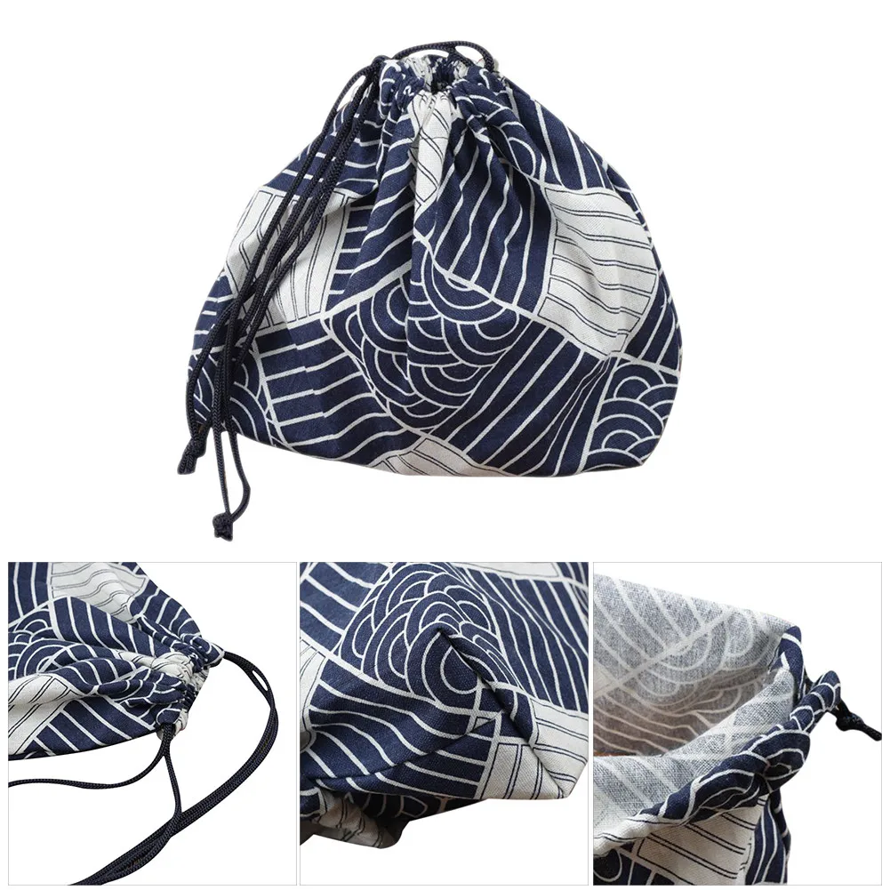 

Japanese Lunch Box Bag Eco-Friendly Dinner Case Burlap Cloth Drawstring Tote Pouch Portable Lightweight Food Storage Organizer