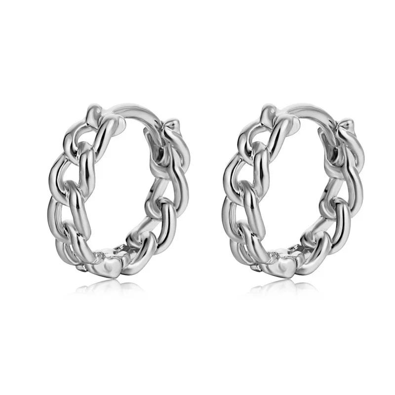 

Silver Color Punk Hip Hop Twist Cuba Chain Earrings for Women INS Goth Chain Earring Ear Buckle Jewelry Birthday Gift bijoux