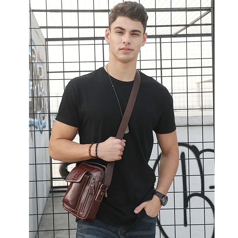 Новая мужская сумка из натуральной кожи сумки через плечо мужские с клапаном на