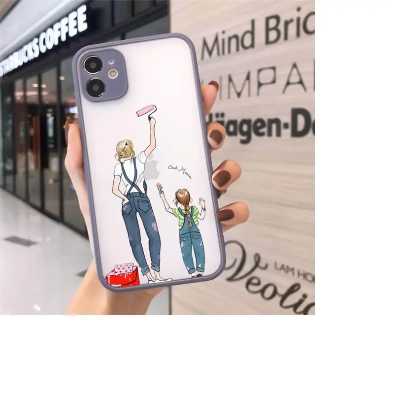 

girl Queen Mom and baby Phone Case matte transparent For gray iPhone 7 8 x xs xr 11 12 pro plus max mini Funda Clear