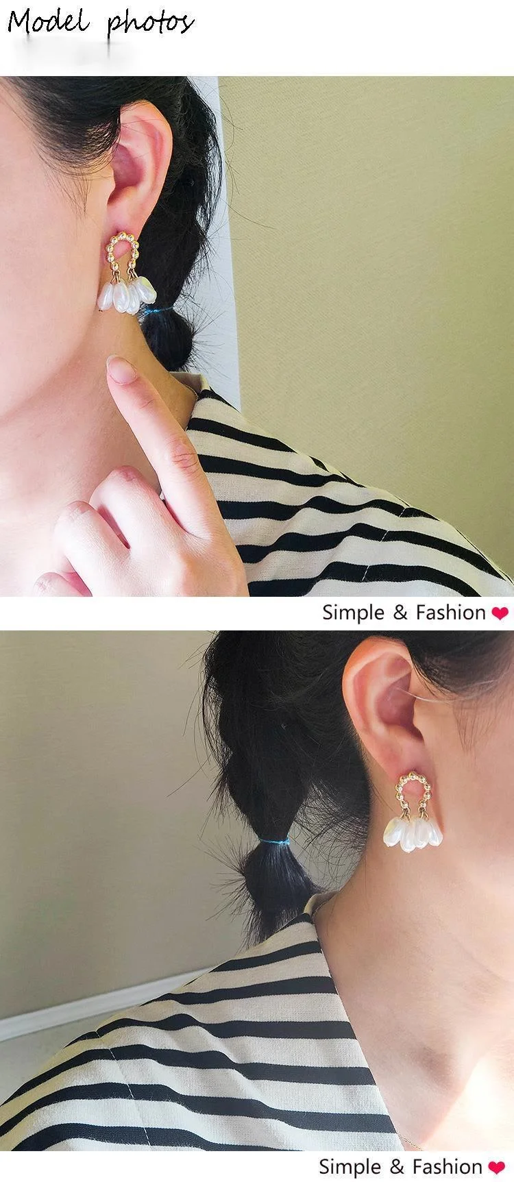 

2021 New Irregular Geometry Silver Needle Earrings Feminine Temperament Earring Korean Personality Baroque Wind Pearl Earrings