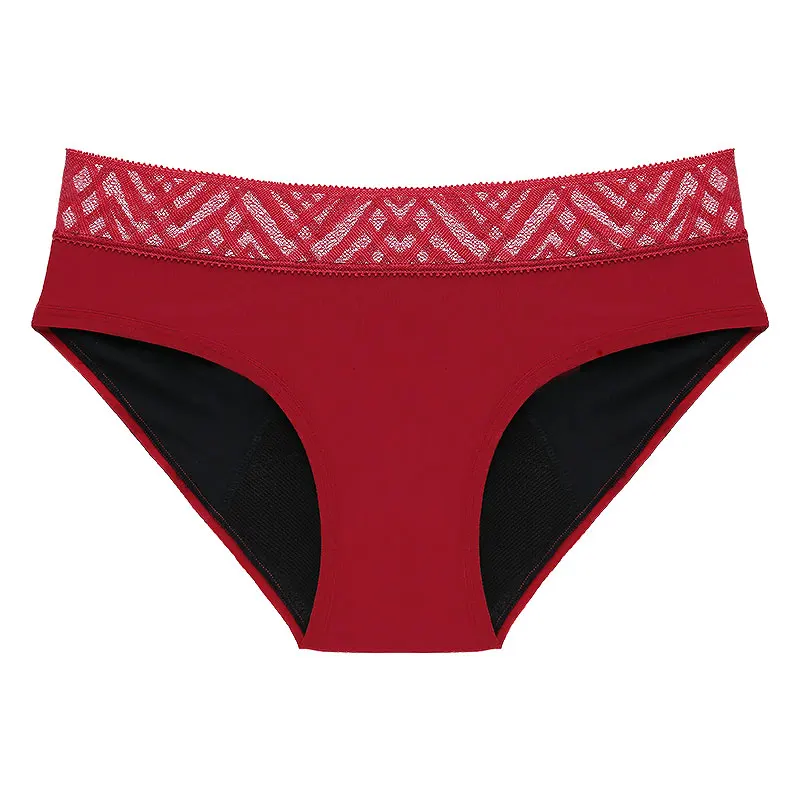 

Menstrual Panties For Women Leakproof Period Pants Sexy Hollow Out Underwear Four Layers Physiological Underpants Red Color