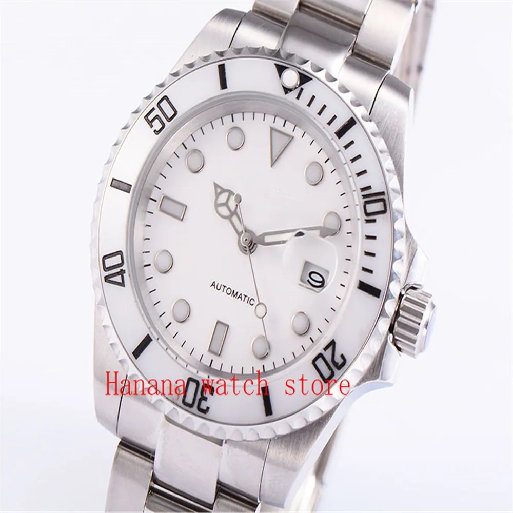 

Sapphire Crystal BLIGER 43MM White Dial Ceramic Bezel Luminous Marks Date Magnifier Japan Miyota Automatic Movement Men's Watch