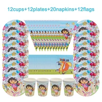 dora the explorer girls birthday decoration kids like party supplies disposable tableware napkin plate flag cup baby shower
