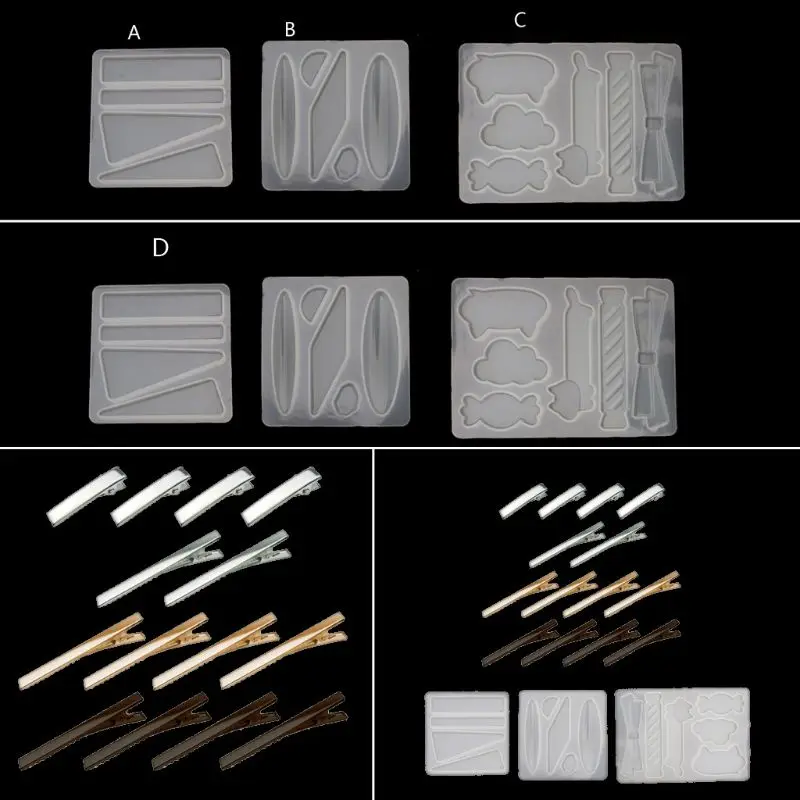 

Acrylic Resin Hair Barrette Resin Mold Geometric Alligator Hair Clips Resin Mold