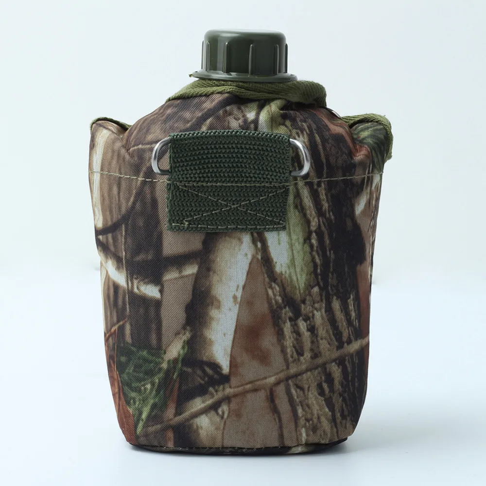 

Military Army Green Plastic 850ml Water Drinking Bottle Canteen with Cloth Cover for Outdoor Sports Hiking Camping Travel