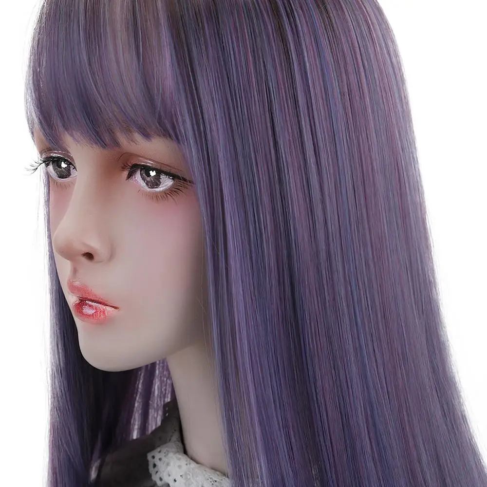 Бесплатная Красота Длинные прямые синтетические Омбре фиолетовые волосы парики