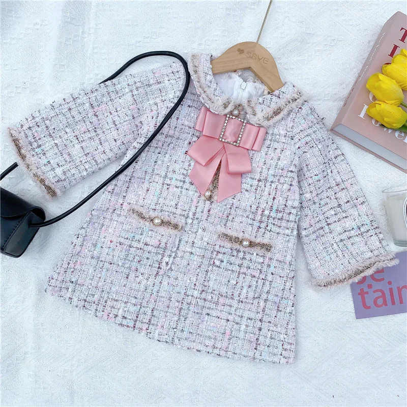 

2020 New Dress For girls Bow Girls Dress Casual Plaid Dress Girl 2020 Autumn Spring Kids Dresses For Girls 90-140cm