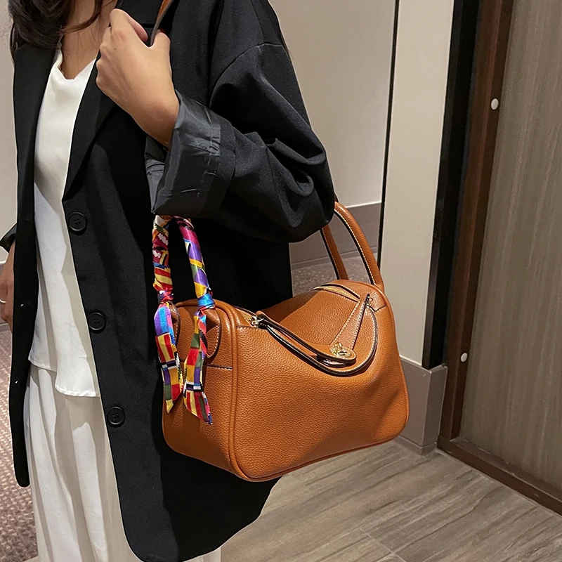 

Ribbon Tote Bucket Bag Winter New High-quality PU Leather Women's Designer Handbag Luxury brand Shoulder Messenger bag